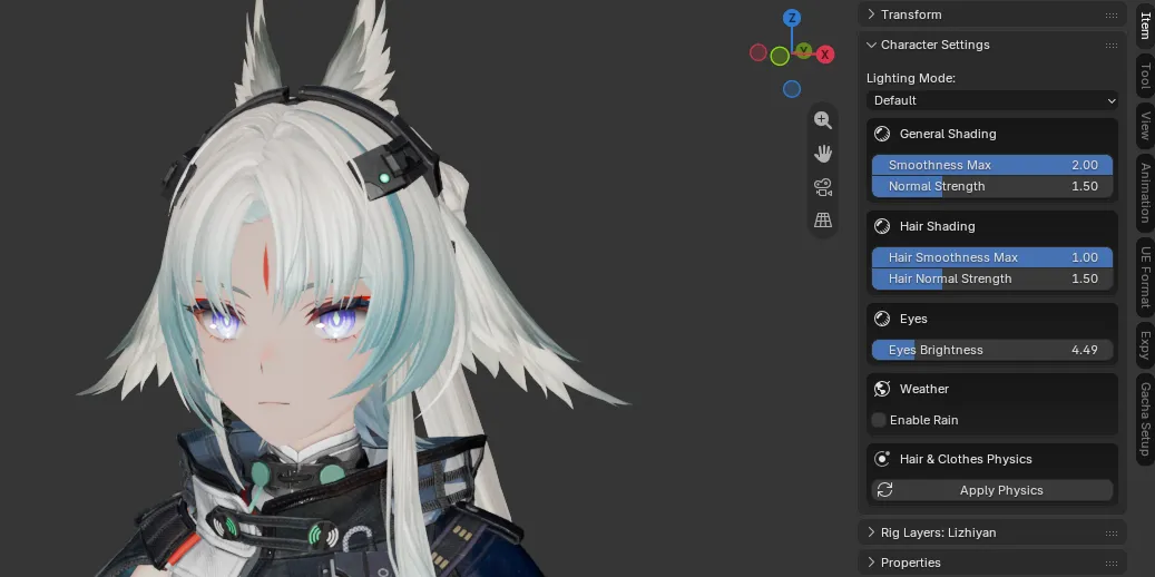 Character Settings panel for Arknights: Endfield