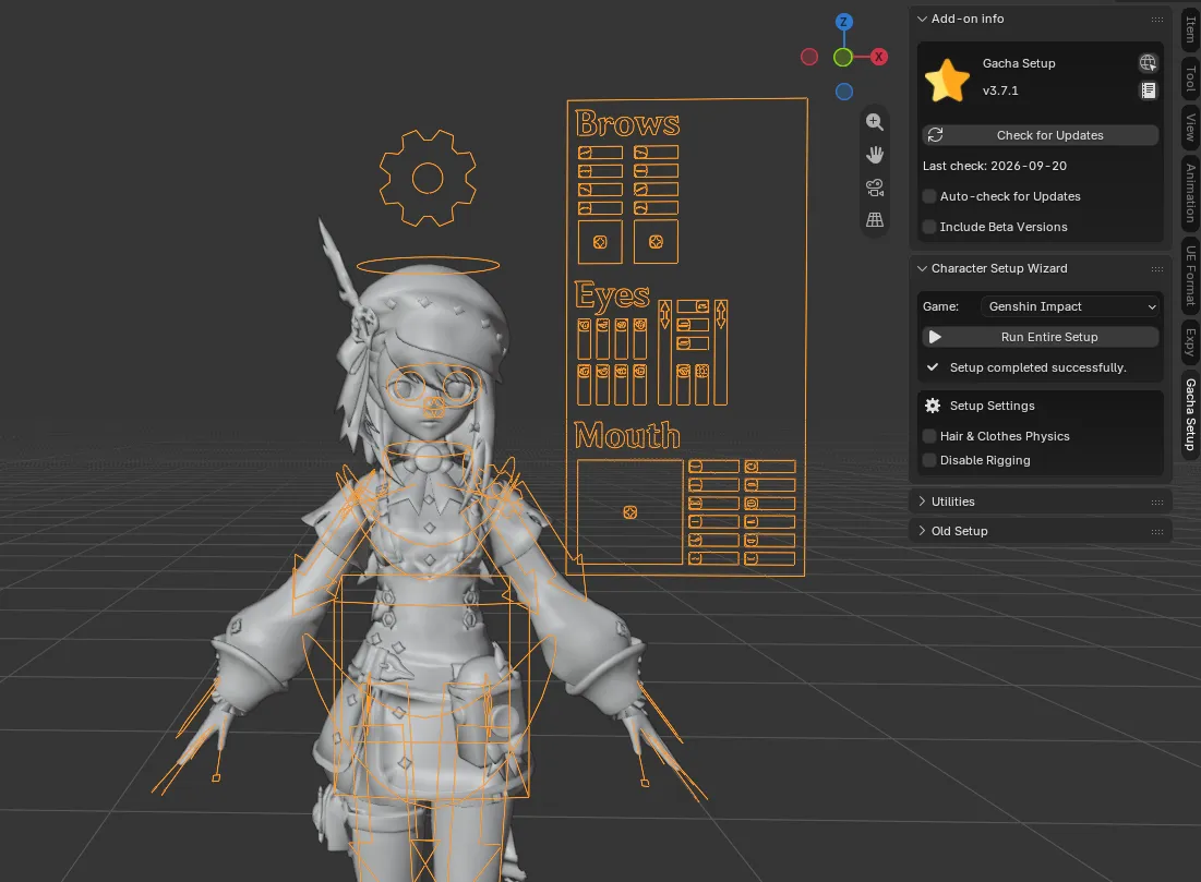 Genshin Impact character imported into 3D scene