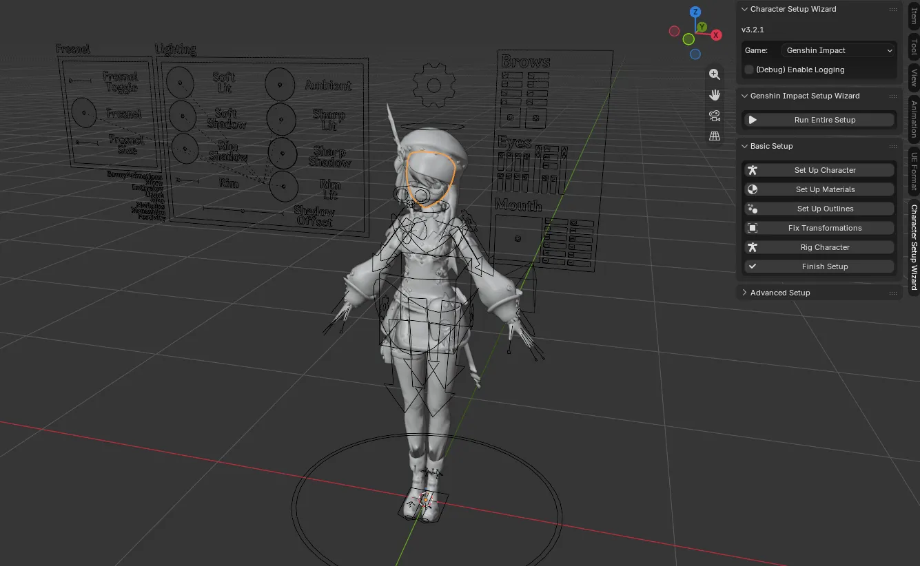 Genshin Impact character imported into 3D scene