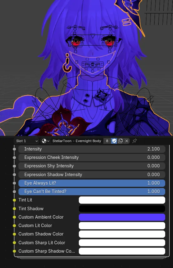 Coloring and ambient light options at the bottom of the Global Properties node