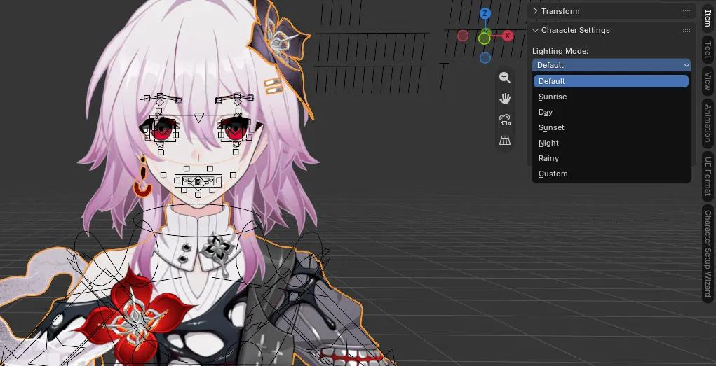 Preset light modes in Character Settings for Honkai Star Rail