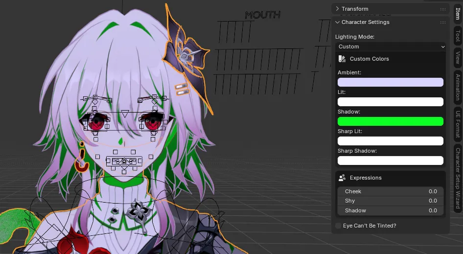 Custom color controls in Character Settings for Honkai Star Rail