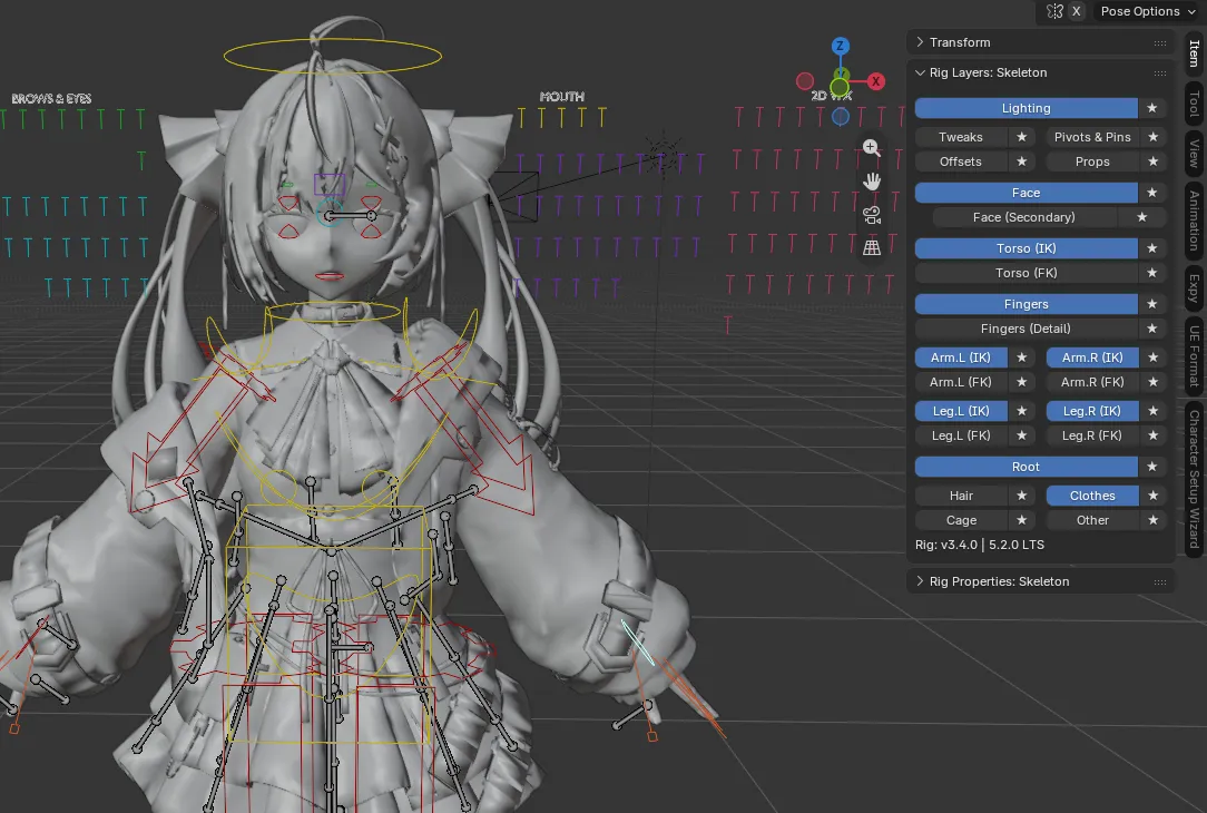 Armature Properties Bone Collections panel for NTE character