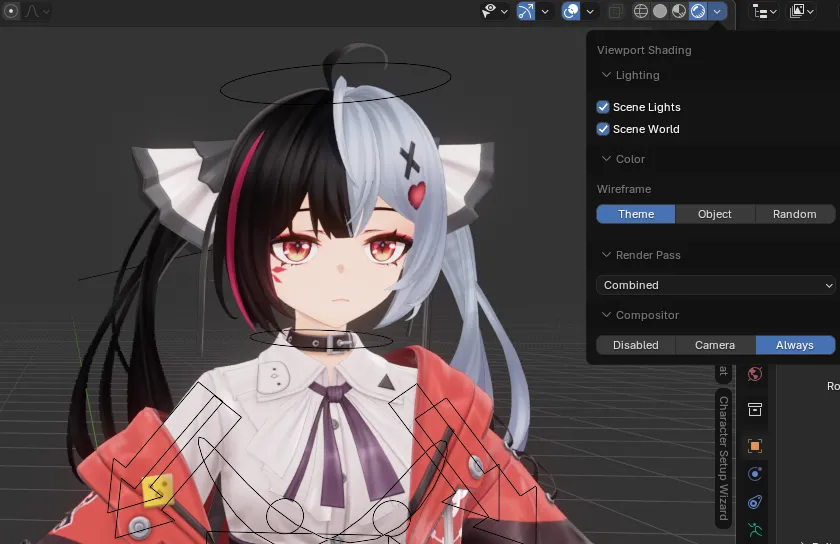 Switching back to Layout workspace and setting Viewport Shading Compositor to Always