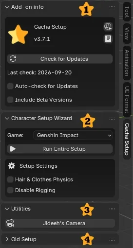 Character Setup Wizard panel legend