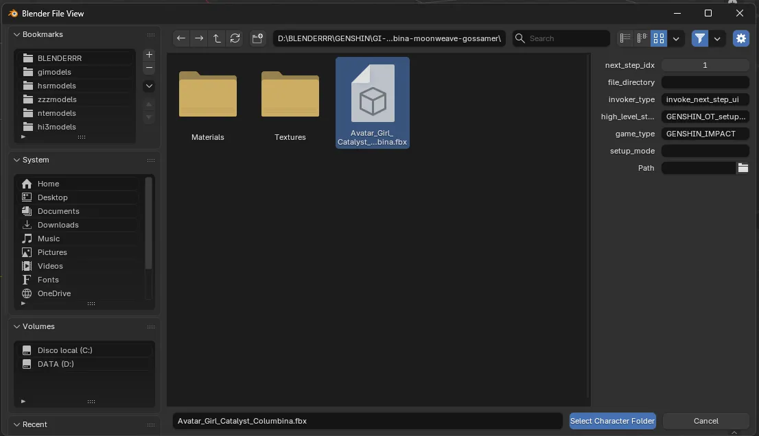 Select Character Folder