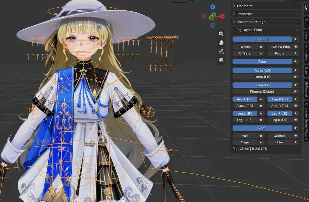 Armature Properties Bone Collections panel for Wuthering Waves character
