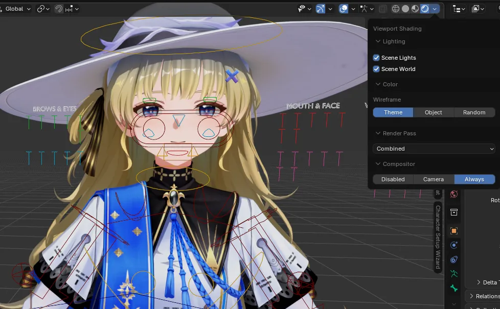 Viewport Shading compositor settings set to Always for Wuthering Waves