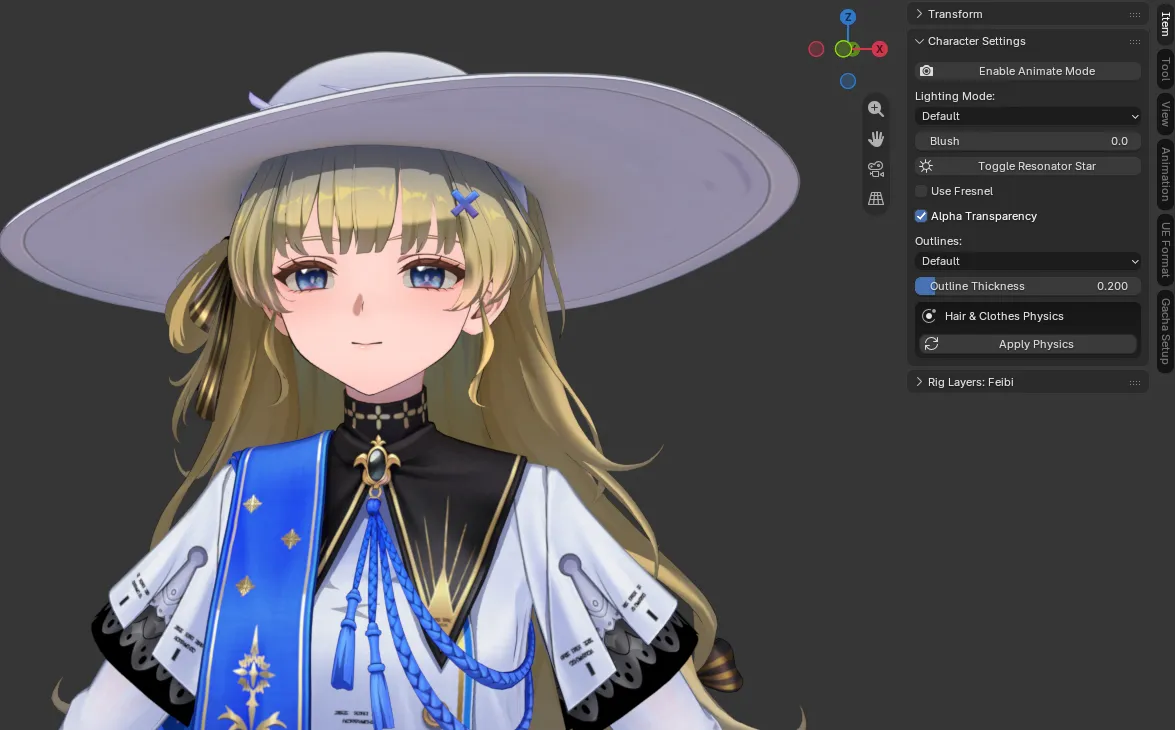 Character Settings panel for Wuthering Waves