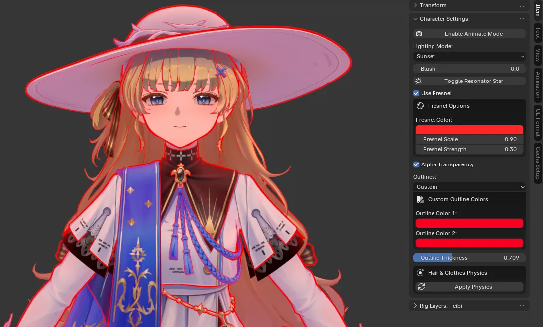 Fresnel Options and Custom Outline Colors in Wuthering Waves Character Settings