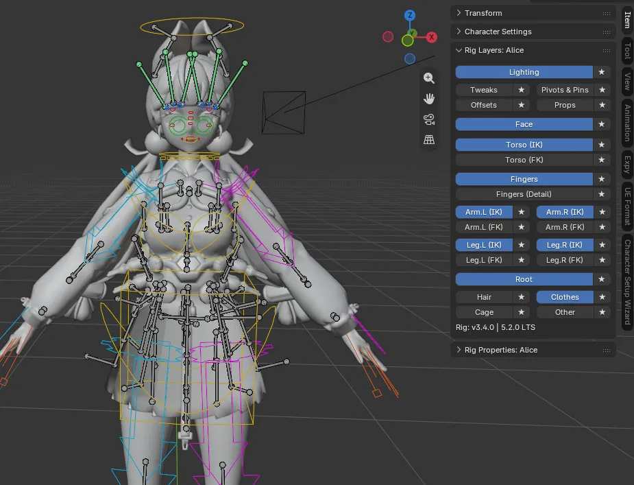 Armature Properties Bone Collections panel for Zenless Zone Zero character