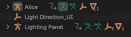 Light control panel armature rig structure in Blender